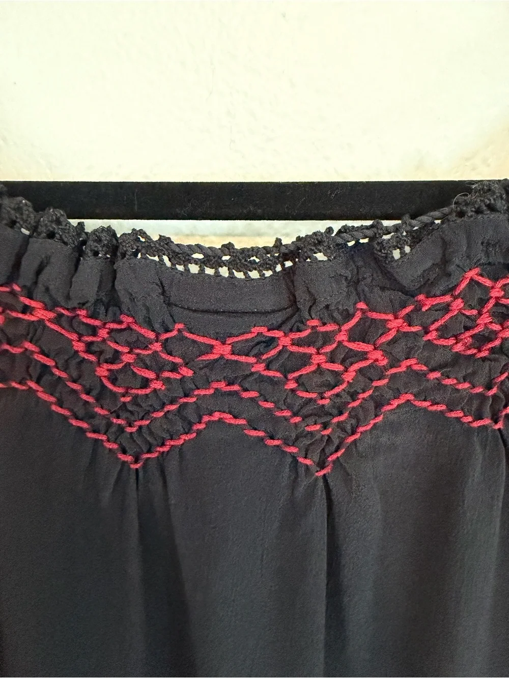 J.Jill Blouse Black Embroidered Peasant Top Size XLarge Bohemian Romantic - Picture 9 of 10
